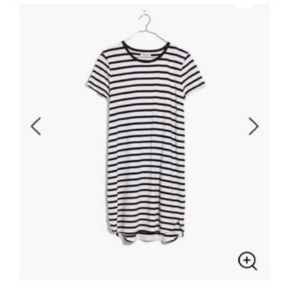 🚨2 FOR $20🚨NWT MADEWELL BLACK & WHITE STRIPED RINGER TEE DRESS - Picture 1 of 16